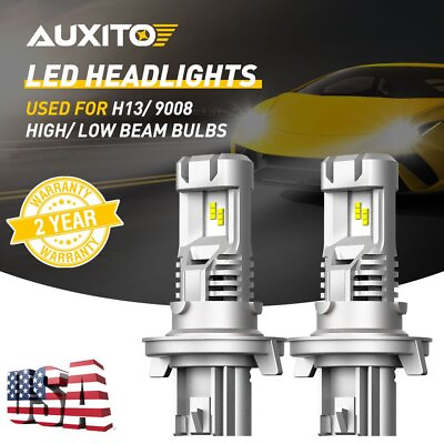 #ad AUXITO H13 LED Headlight Bulbs Kit 9008 High Low Beam 60W 6500K 12000LM Fog Lamp $39.99