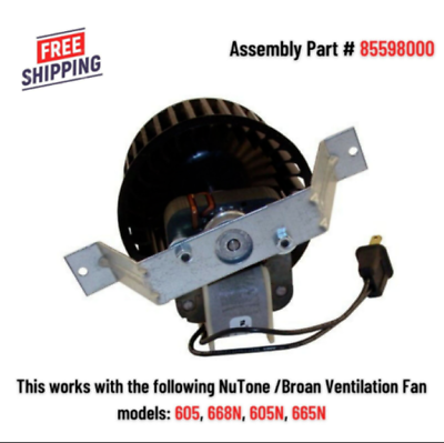 #ad Bathroom Exhaust Vent Fan Motor Assembly 85598000 Nutone Broan 605n 665n 668n $99.96