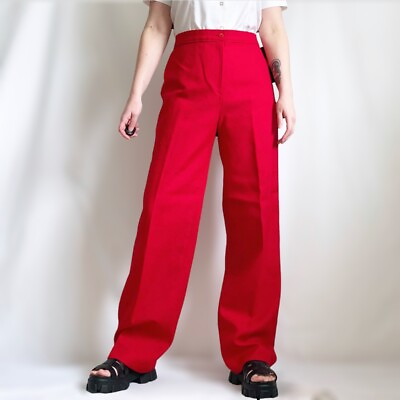 #ad Vintage 80s 1980s Red Wide Leg Pants trousers $58.00