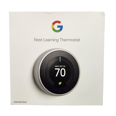 #ad New Google Nest Learning Thermostat Stainless Steel A0013 Opened Box $125.99