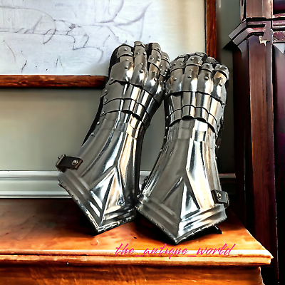 #ad Gauntlet Gloves medieval Pair Gothic Knight Crusader Armor Steel Gauntlet Larp $129.19