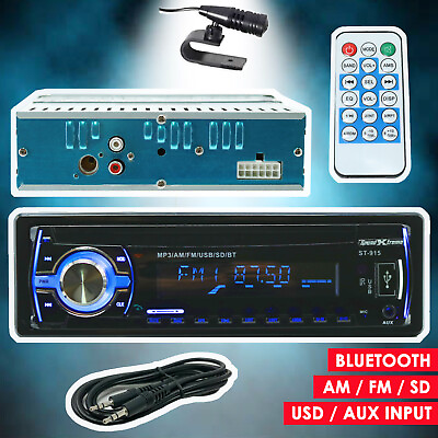 Car Stereo Audio Radio Receiver w Bluetooth In Dash FM SD USB MP3 Aux Cable $33.99