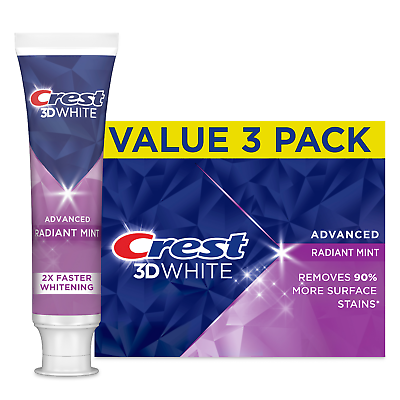 #ad Crest 3D White Advanced Radiant Mint Toothpaste 93 g 3 Pack $34.99