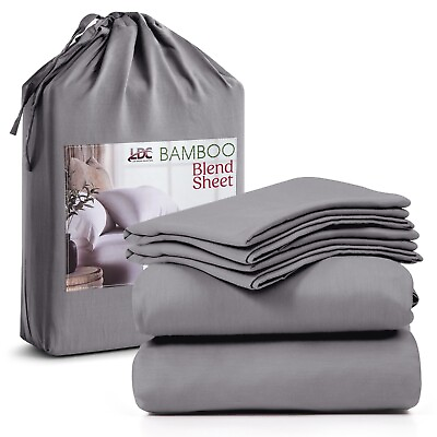 #ad 4 Piece Premium Bamboo Bed Sheet Set Deep Pocket Breathable Soft Bamboo Sheets $26.99