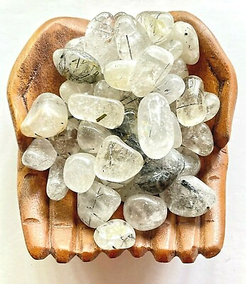#ad 6X Tourmaline in Quartz Black Rutile Tumbled Stone 20 25mm Reiki Healing Crystal $8.32