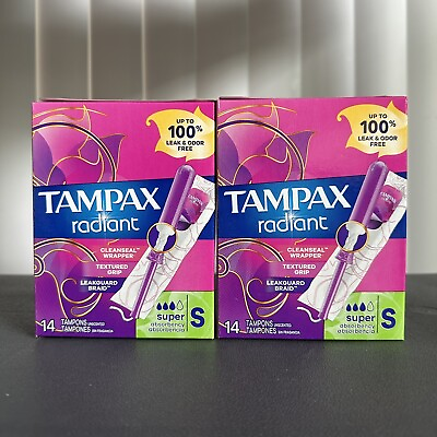#ad Tampax Radiant Super Absorbency Tampons Unscented 14 Count Box Size S $12.89