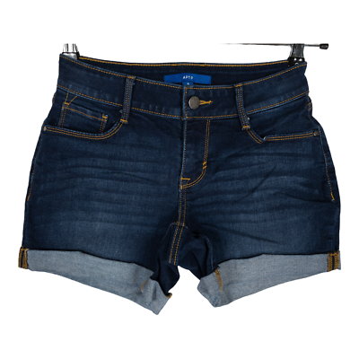 #ad Apt. 9 Denim Jean Shorts Women Sz 4 Blue Dark Wash Cuffed Cotton Blend Stretch $11.39