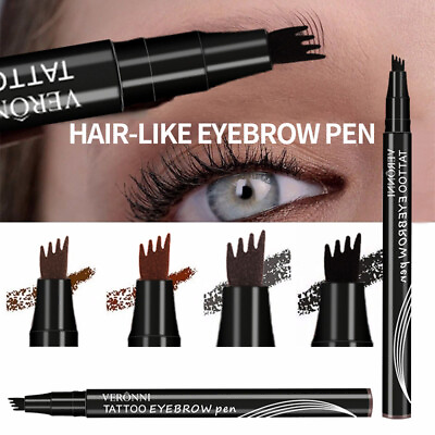 #ad 3D Waterproof Microblading Eyebrow Pen 4 Fork Tip Tattoo Pencil Enhancer Tint $2.51