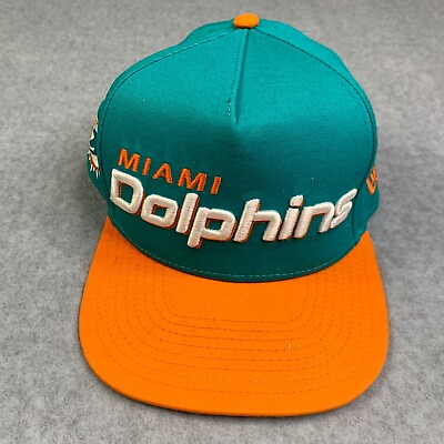#ad Miami Dolphins New Era Hat Cap Mens M L Snap Back Teal Orange Embroidered $25.50
