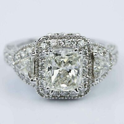 #ad 2 CT Moissanite Milgrain Split Shank Radiant Engagement Ring 925 Sterling Silver $204.11