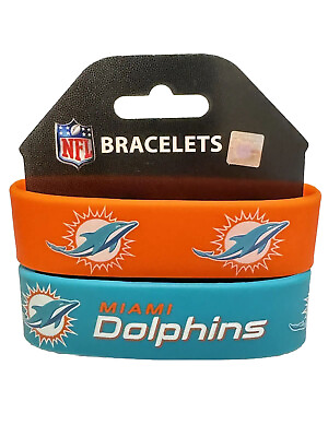 #ad Miami Dolphins NFL Rubber Silicon Bracelet Wristband 2 Pack $10.99