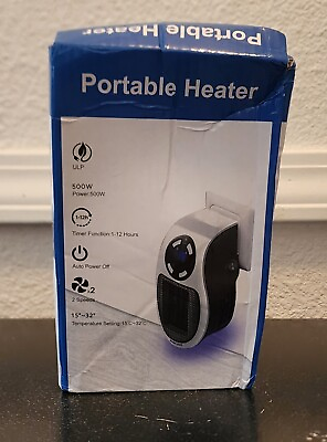 #ad NEW White Portable Heater with 500W and 2 Speeds LED Display Auto Power Off $20.25