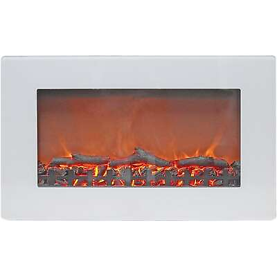 #ad Cambridge Callisto 30quot; Wall Mount Electric Fireplace in White with Realistic Log $279.79