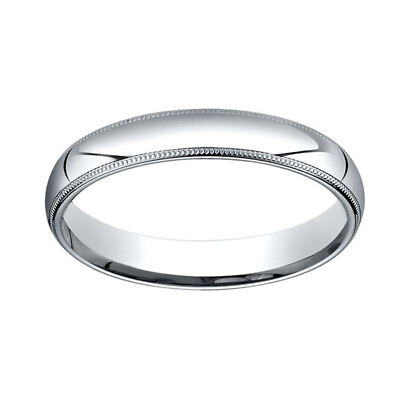 #ad 4mm Slightly Domed Super Light Comfort Sterling Silver Fit Ring Sz 6 w Milgrain $98.25