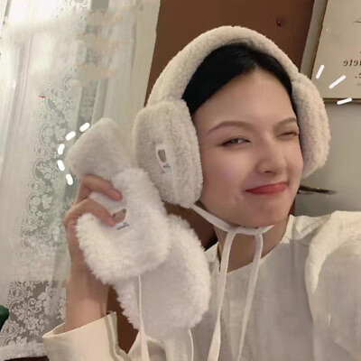 Cute Bear Plush Earmuff Lace UP Ear Cover Ear Bag Ear Warmer Fashion Korea Women $4.17