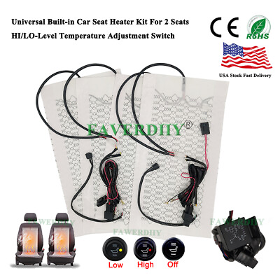 #ad Universal 12V Car heated Seat Heater Carbon Fiber Heating Pad with Round Switch $24.05