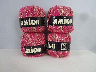 #ad Tahki Amigo Lot 4 Skeins Pink Beige Cotton Linen Yarn 273 Worsted 50 gr 120 yds $25.99