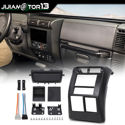 #ad FIT FOR 97 02 JEEP WRANGLER TJ DOUBLE DIN DASH BEZEL RADIO STEREO MOUNTING KITS $27.20
