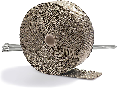 #ad Titanium Wrap 2 Inch X 50 Feet Exhaust Header Heat Wrap Kit with 10Pcs 11.8 Inch $34.81