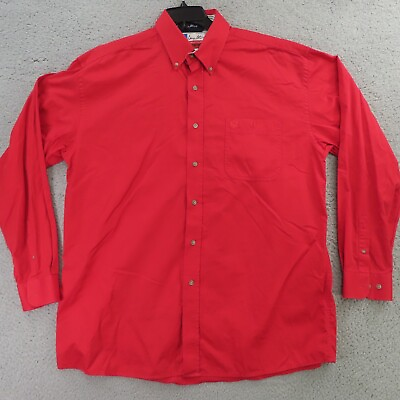 #ad Wrangler George Straight Shirt Mens XL Red Button Down Long Sleeve Western $14.21
