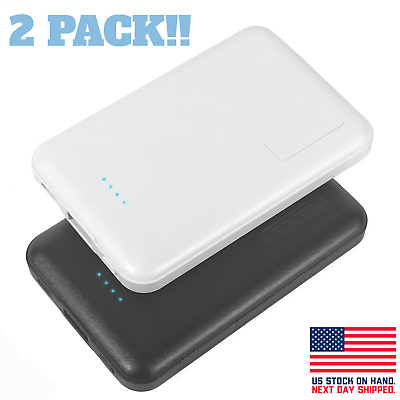 #ad 5000mAh Power Bank Portable Charger Battery 2 PACK for iPhone Android Travel USB $8.05