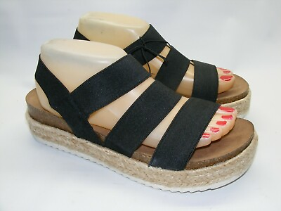 #ad MADDEN GIRL quot;Crisppquot; Women Black Strappy Espadrille Platform Sandals Slides Shoe $22.72