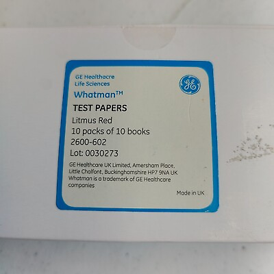 #ad GE Healthcare Whatman Test Paper Litmus Red 10 packs of 10 books 2600 602 $69.00