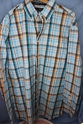 #ad Wrangler George Straight Plaid Shirt Long Sleeve Cowboy Cut Collection LT $24.25