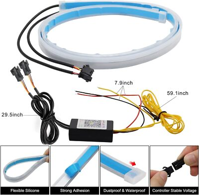 #ad Car Flexible LED Strip Lights Dual Color Turn Signal Waterproof Daytime Running AU $13.56
