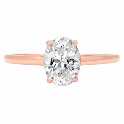 #ad 1.0 ct Oval Cut Lab Created Diamond Stone 14K Rose Gold Solitaire Ring $2350.07