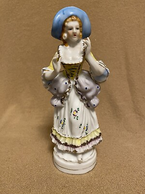 #ad VNTG HAND PAINTED JAPAN PORCELAIN VICTORIAN LADY FIGURINE by LIPPER amp; MANN FERN $18.95