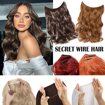 #ad Real as Human Invisible Wire in Hair Extension Full Head Secret Nano Ring Curly $13.40