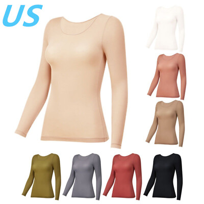 #ad US Womens Long Sleeve T Shirt Compression Tops Thermal Undershirts Shapewear $10.99