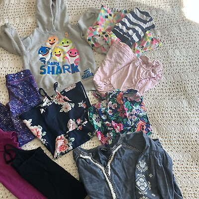 #ad Lot of Nine 9 Pieces Of Girls Clothing Size 4 Dresses Leggings Hoodie Shirts $15.00
