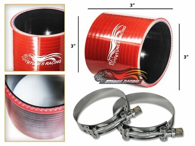 #ad 3quot; Silicone Hose Intake Intercooler Pipe Straight Coupler RED T Bolt Clamp $10.34