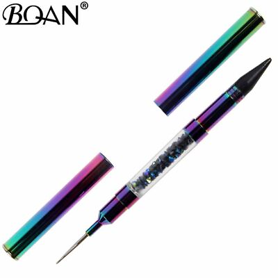 #ad Dual Ended Dotting Pen Rose Gold Crystal Bead Handle Studs Picker Manicure Tool $17.33