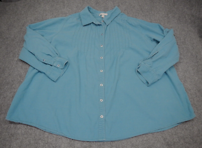 #ad Woman Within Corduroy Shirt Jacket Womens Plus Size 2X Light Blue Button Up $33.24