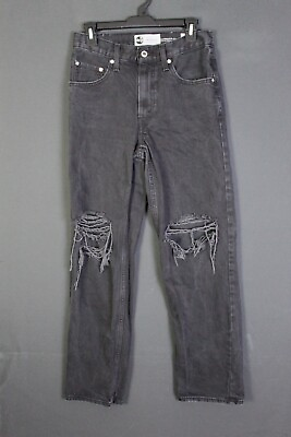 #ad Levis Silvertab Jeans Women 27 #x27;94 Baggy Straight Black Denim Distressed Retro $24.99