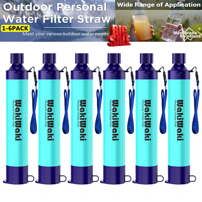 #ad Portable Personal Water Filter Straw 4 Stage 1 6 Pk For HikingCampingEmergency $46.15