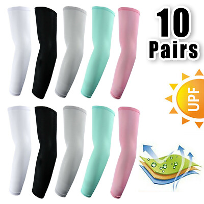 #ad 10 pairs 20 pcs Cooling Arm Sleeves Cover UV Sun Protection Sport Outdoor Golf $8.99