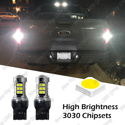 #ad 7443 White LED Reverse Backup Light Bulbs For 2018 2019 2020 2021 Ford F150 F250 $19.19