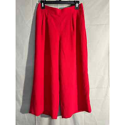 #ad J Crew Pants Womens 8 Petite Red Wide Leg Crop Pull On Pockets Capsule Ankle $34.99