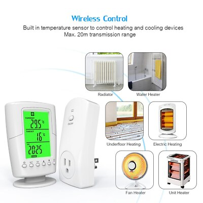 #ad Smart Wireless Thermostat Remote Control Plug in Socket Heating Cooling Program $34.35