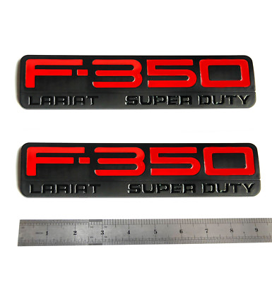 #ad 2x OEM Red F350 Lariat Super Duty Emblems Badge Ffor fits F 350 Lariat BlackZ $42.88