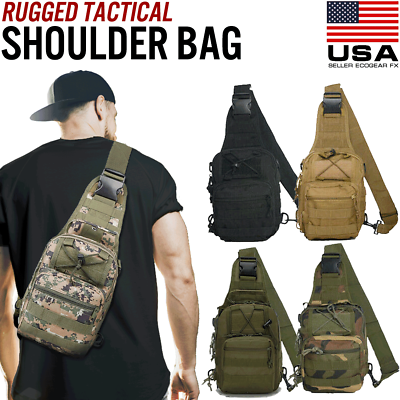#ad Mens Backpack Tactical Sling Shoulder Bag Molle Travel Chest Pack Outdoor Hiking $12.99