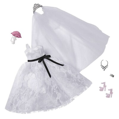 #ad Barbie Wedding Fashion Pack Bridal Dress Veil amp; 4 Accessories New $14.85