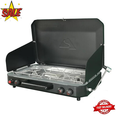 #ad 3 Burner Propane Camping Stove Adjustable Portable Backpacking Outdoor Black New $112.57