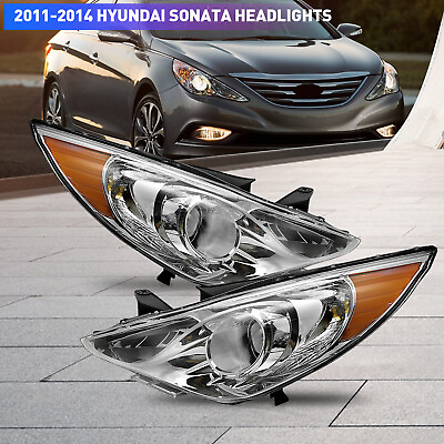 #ad For 2011 2012 2013 2014 Hyundai Sonata New Projector Headlights Chrome Housing $102.99