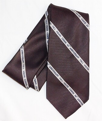 #ad Vtg Hampton Hall TOLL HOUSE COOKIE 50th Anniversary Tie Brown Tan Striped $9.95