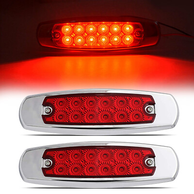 #ad 2x Red 12 LED Side Marker Lights Truck Trailer RV Clearance Light Waterproof 12V $9.85
